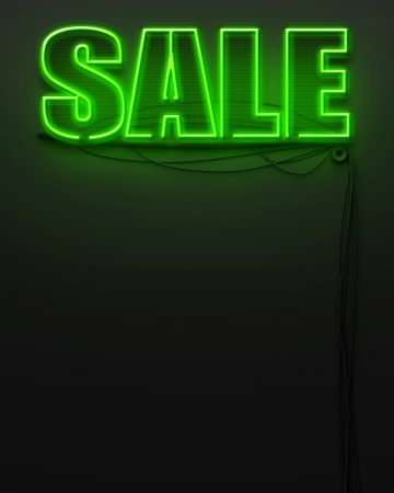 Neon glowing sign with word Sale and copyspaceの写真素材