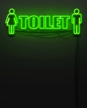 Neon glowing sign with word Toilet and copyspaceの写真素材