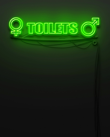 Neon glowing sign with word Toilet and copyspaceの写真素材