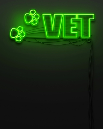 Neon glowing sign with word Vet and copyspaceの写真素材