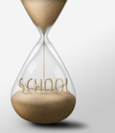 Hourglass with School, concept of passing youthの写真素材