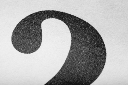 Close up of part of print letter, typography macro