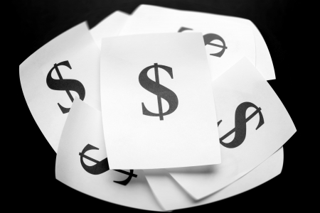 Lot of dollar signs backgroundの写真素材