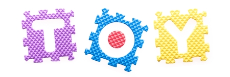 Colored letters, Toy for children. Isolated on whiteの写真素材