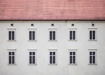 Wall of building facade with windowsのeditorial素材