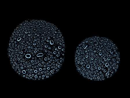 Water drops alphabet letter o, isolated on blackの写真素材