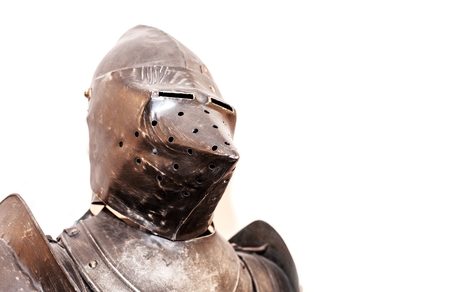 Vintage knight&#039;s armor suit on white backgroundの写真素材