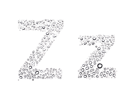 Water drops alphabet letter z, isolated on whiteの写真素材