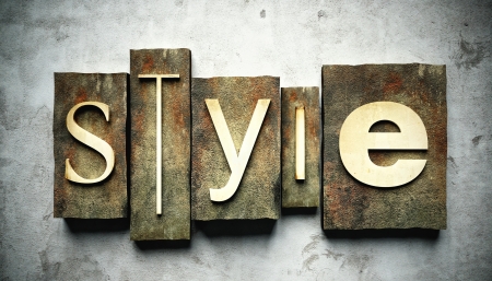 Style concept, retro vintage letterpress type on grunge の写真素材