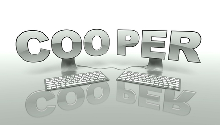 Teamwork concept with networked computers onlineの写真素材