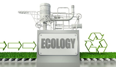Ecology concept with recycle symbol and arrow signsの写真素材