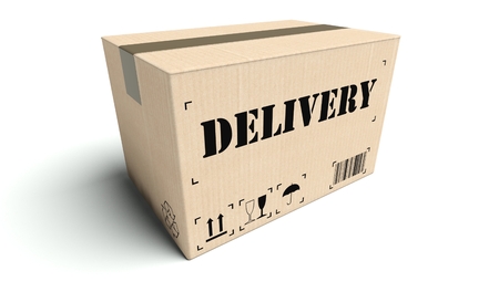 Delivery cardboard box isolated on white background
