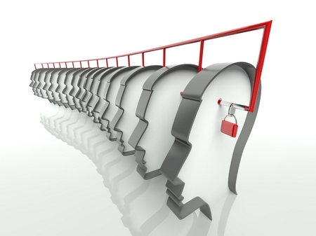 Many heads connected, concept of unity and teamworkの写真素材