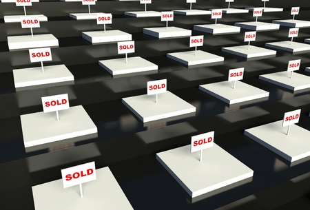 3d empty showcase with sold signの写真素材