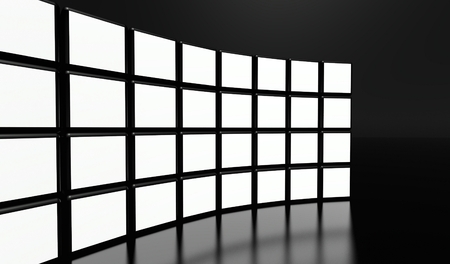 White screen video wall of many cubes on black backgroundの写真素材