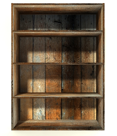 3d empty wood shelf, grunge interiorの写真素材