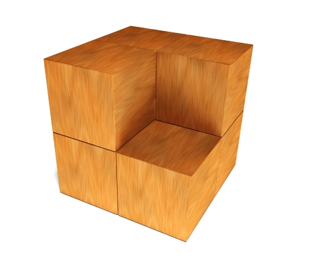 3d wooden blocks puzzle, missing pieceの写真素材
