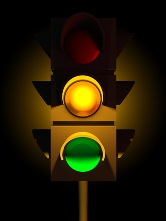 3d traffic yellow light, renderの写真素材