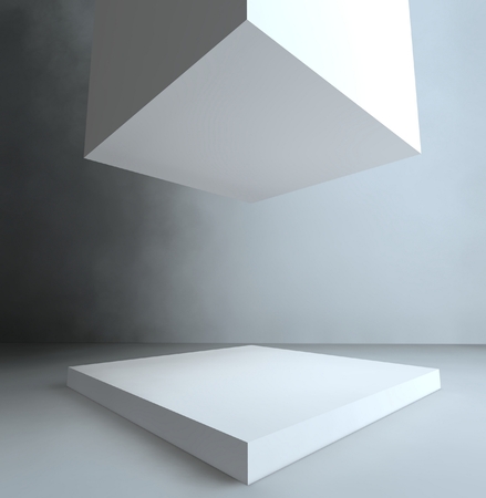 Empty showcase, 3d exhibition spaceの写真素材