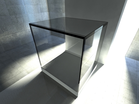 Empty glass showcase, 3d exhibition space
