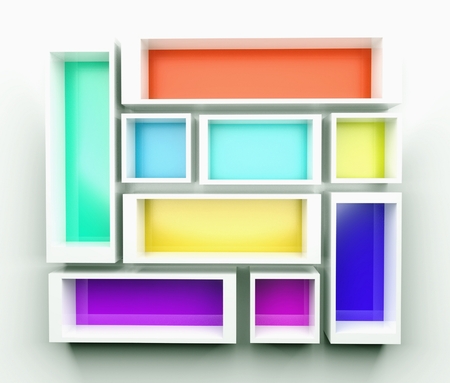 Empty colorful bookshelf. 3d compositionの写真素材