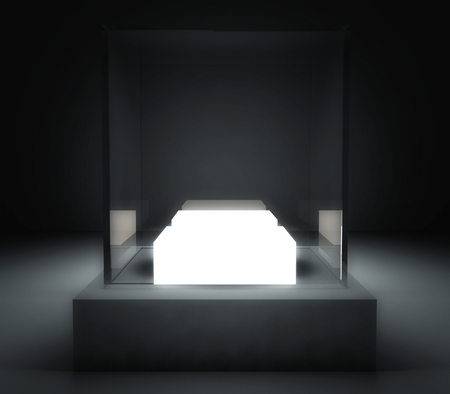 Empty glass showcase, 3d exhibition spaceの写真素材