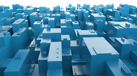 3D blue city panoramaの写真素材