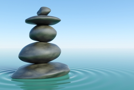 3d Zen stones in a zen waterの写真素材