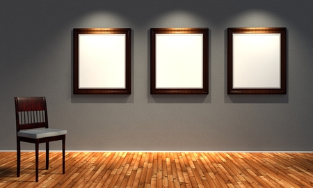 3d retro frames with old fashioned chairの写真素材