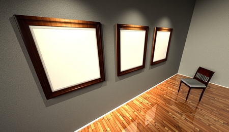 3d retro frames with old fashioned chair