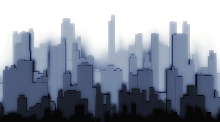 3d silhouette city on a white backgroundの写真素材