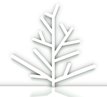 Empty tree bookshelf isolated whiteの写真素材