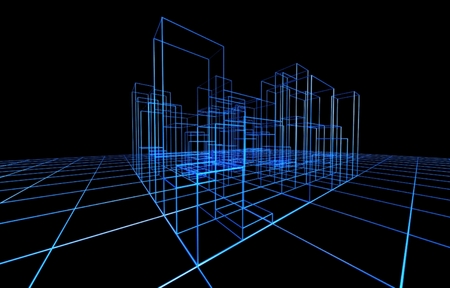 Wire frame presentation of architectureの写真素材