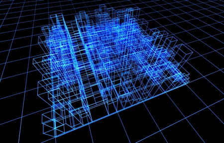 Wire frame presentation of architectureの写真素材