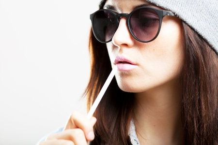 Portrait of stylish teenage girl, hipster styleの写真素材