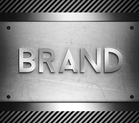 Brand concept on steel plate backgroundの写真素材