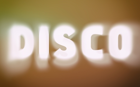 Disco word on vintage blurred background, concept signの写真素材
