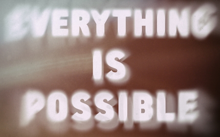 Everything is possible word on vintage blurred background, concept signの写真素材