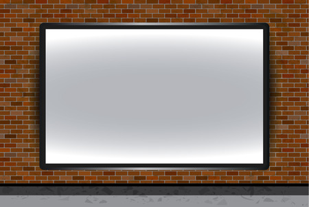 Blank billboard on brick wall for advertisement, empty screenのイラスト素材