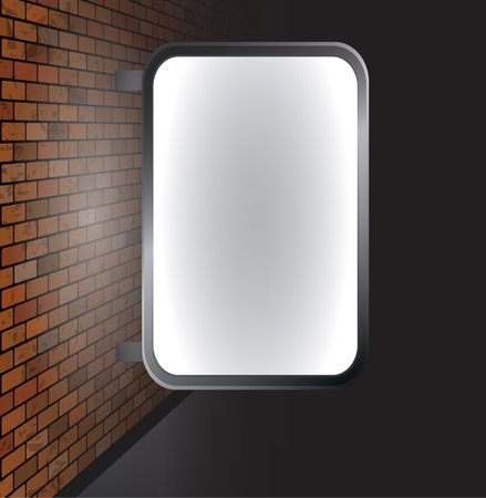 Blank billboard on brick wall for advertisement, empty screenのイラスト素材