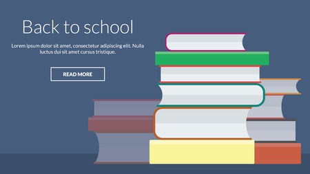 Back to school with many books. Vector concept for online advertisingのイラスト素材