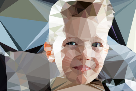 Child boy portrait vector, geometric modern illustrationのイラスト素材