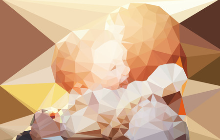 Mom and child portrait vector, geometric modern illustrationのイラスト素材