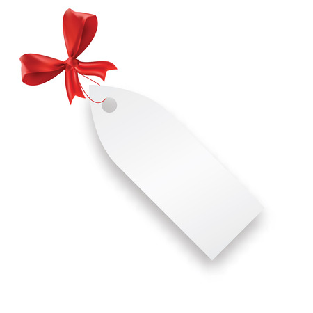 Paper gift card with red bow, vector iconのイラスト素材