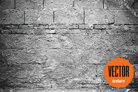 Vector texture grey brick wall with cement, grunge backgroundのイラスト素材