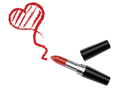 Red lipstick with heart isolated, vector illustrationのイラスト素材