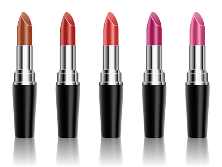 Vector set of lipsticks isolated on whiteのイラスト素材