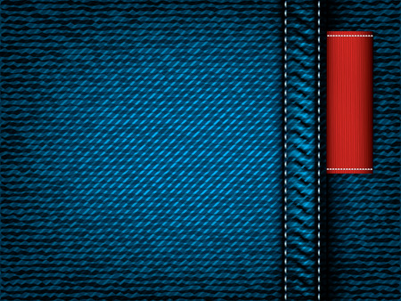 Denim jeans vector texture with red labelのイラスト素材