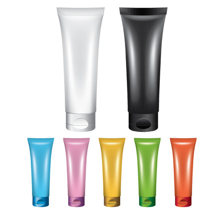 Blank cosmetic tubes isolated white, vector objectsのイラスト素材