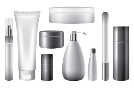 Blank cosmetic tubes isolated white, vector objectsのイラスト素材
